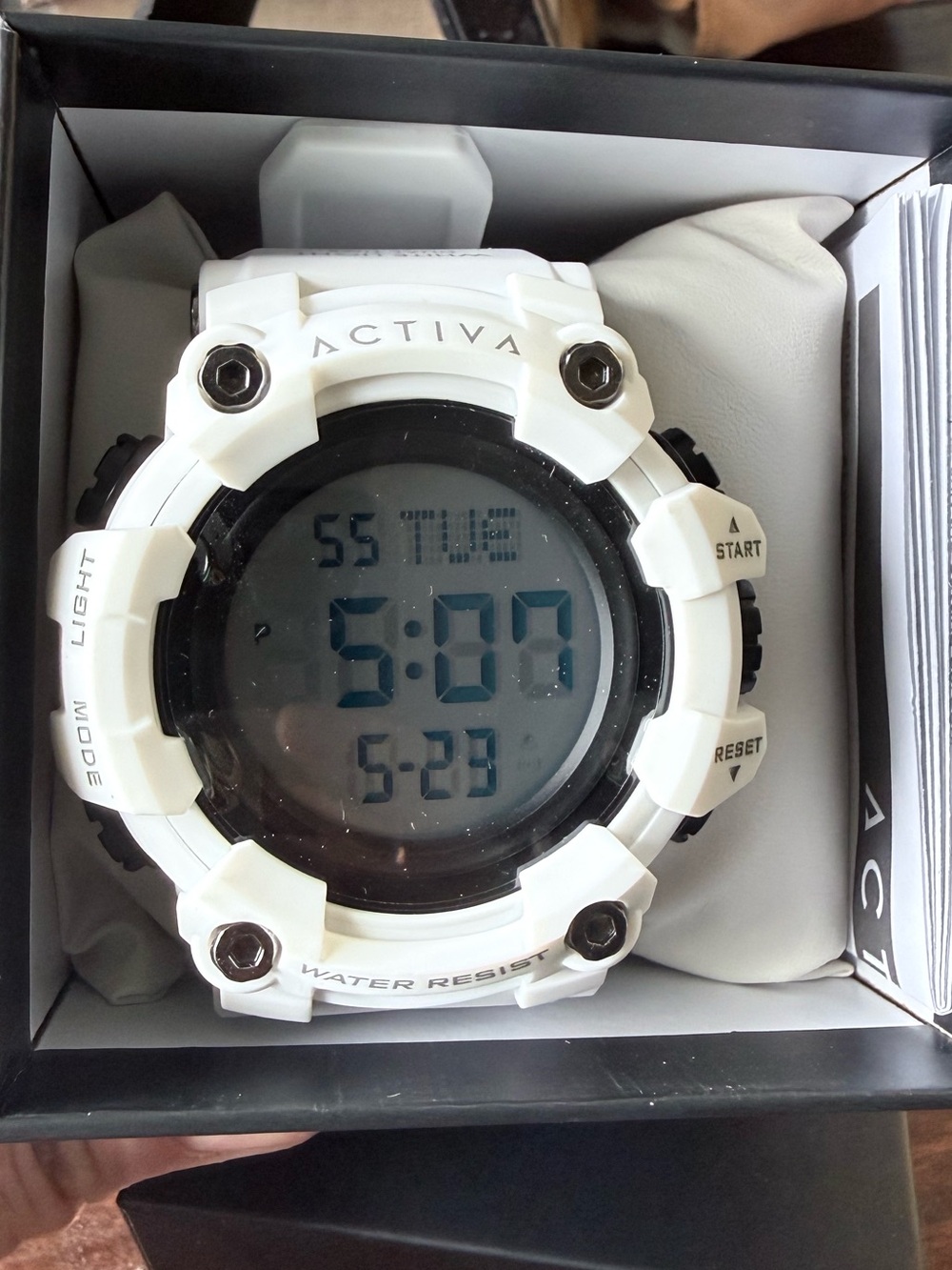 Ativa White Digital Sports Watch with Black Dial Accents